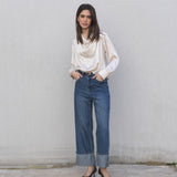BLUSA ACETINADA COM LAÇO