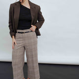 CALÇA CULOTTE EM XADREZ NEUTRO