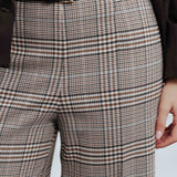 CALÇA CULOTTE EM XADREZ NEUTRO
