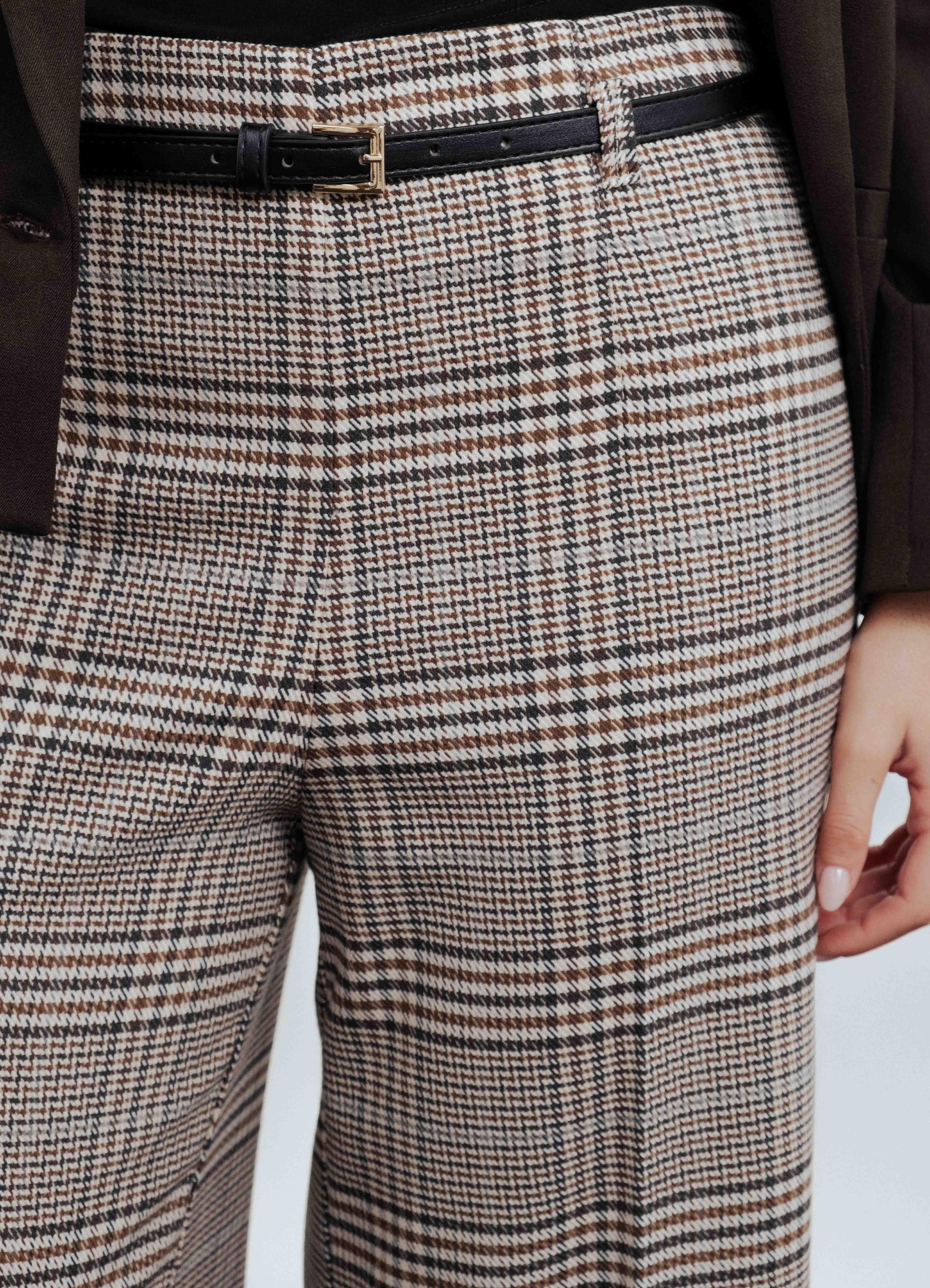 CALÇA CULOTTE EM XADREZ NEUTRO