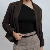 CALÇA CULOTTE EM XADREZ NEUTRO