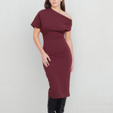 VESTIDO NIARA BORDÔ ONE-SHOULDER